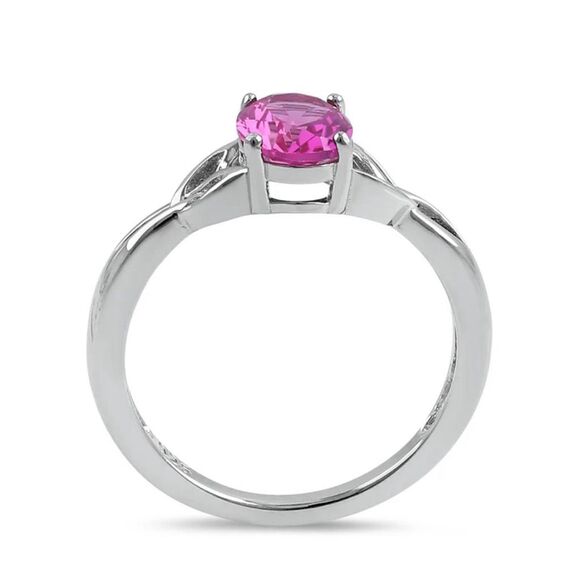 Sterling Silver Charmed Oval Faceted Ruby Ring New - Picture 3 of 8